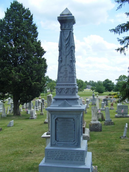 Rager monument, Union Grove Cemetery, Canal Winchester, Ohio. Photo by Amy Crow, taken 24 June 2008; all rights reserved.